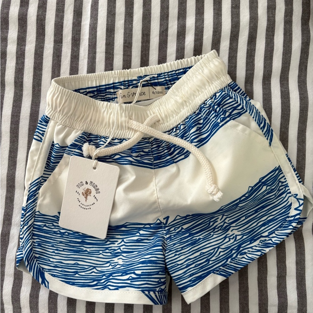 Fin Vince Blue and White Swim Shorts